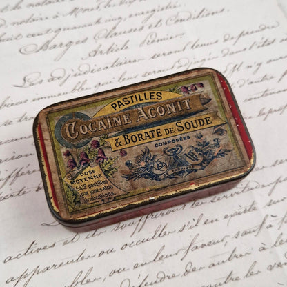 Pretty antique "Cocaine Aconite Lozenges" box