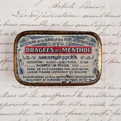 Remède à la cocaïne « Dragées anesthésiques au Menthol »