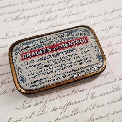 Remède à la cocaïne « Dragées anesthésiques au Menthol »
