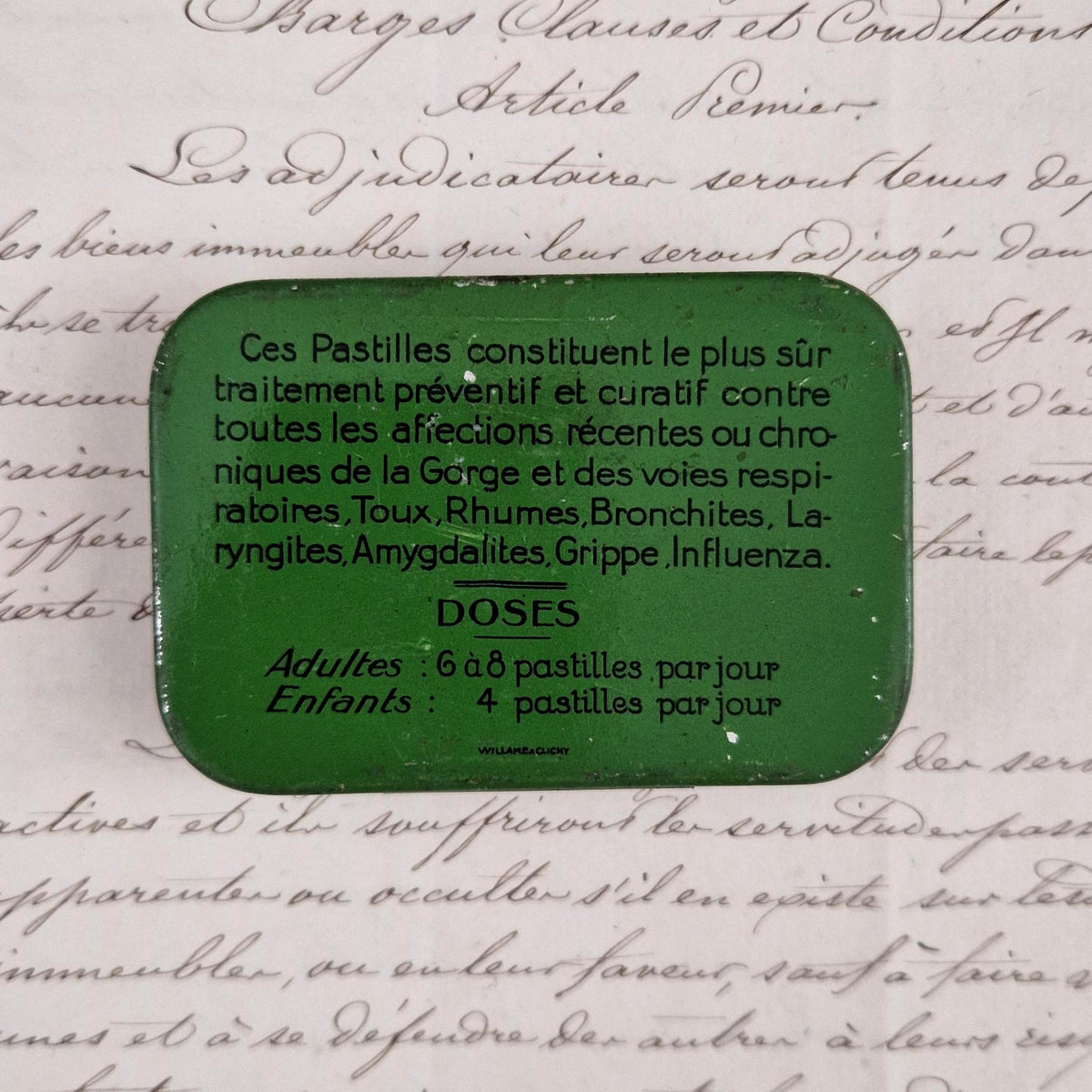 Old tin "Cocaine Lozenges - Menthol Borate"