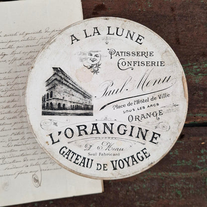 Rare boîte à gâteau « L’Orangine » - Pâtisserie À la Lune, XIXe