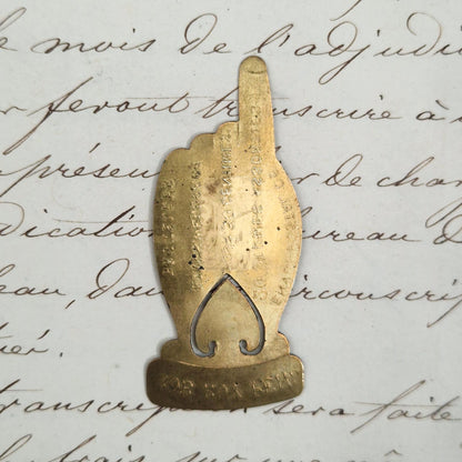 Ancien Marque-Page / Pince à Papiers Publicitaire en Laiton