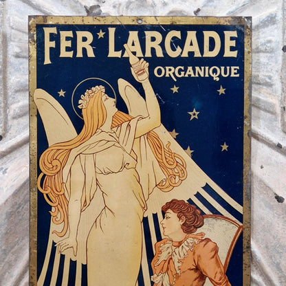 Rare plaque publicitaire « Fer Larcade Organique » - Vers 1900