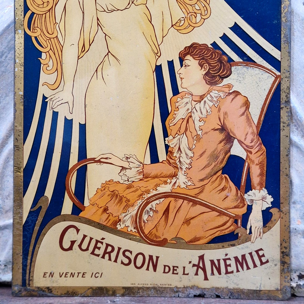 Rare plaque publicitaire « Fer Larcade Organique » - Vers 1900