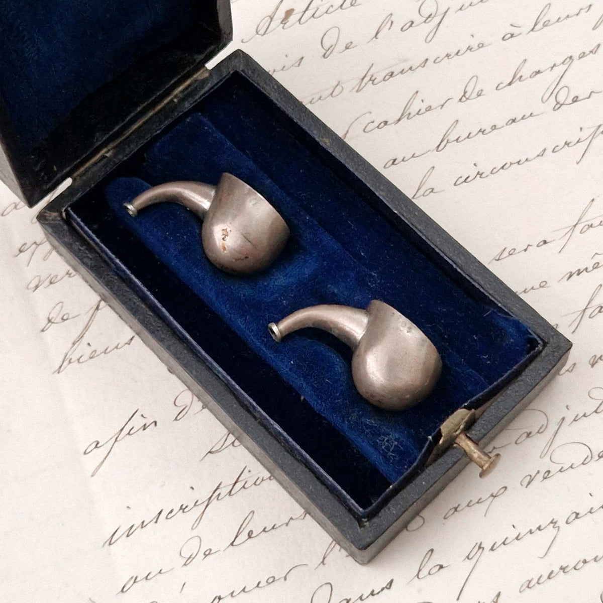 Paire d'appareils auditifs miniatures en argent - Vers 1900