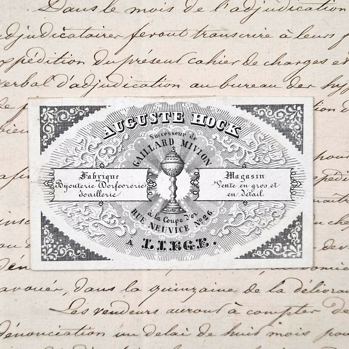 Carte porcelaine « Bijouterie, orfèvrerie et joaillerie », XIXe