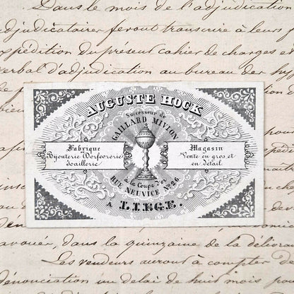 Carte porcelaine « Bijouterie, orfèvrerie et joaillerie », XIXe