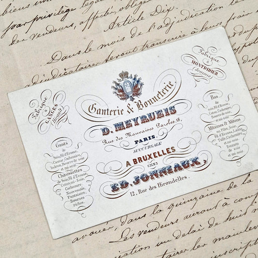 Porcelain card "Gloves and Hosiery" - Paris / Brussels