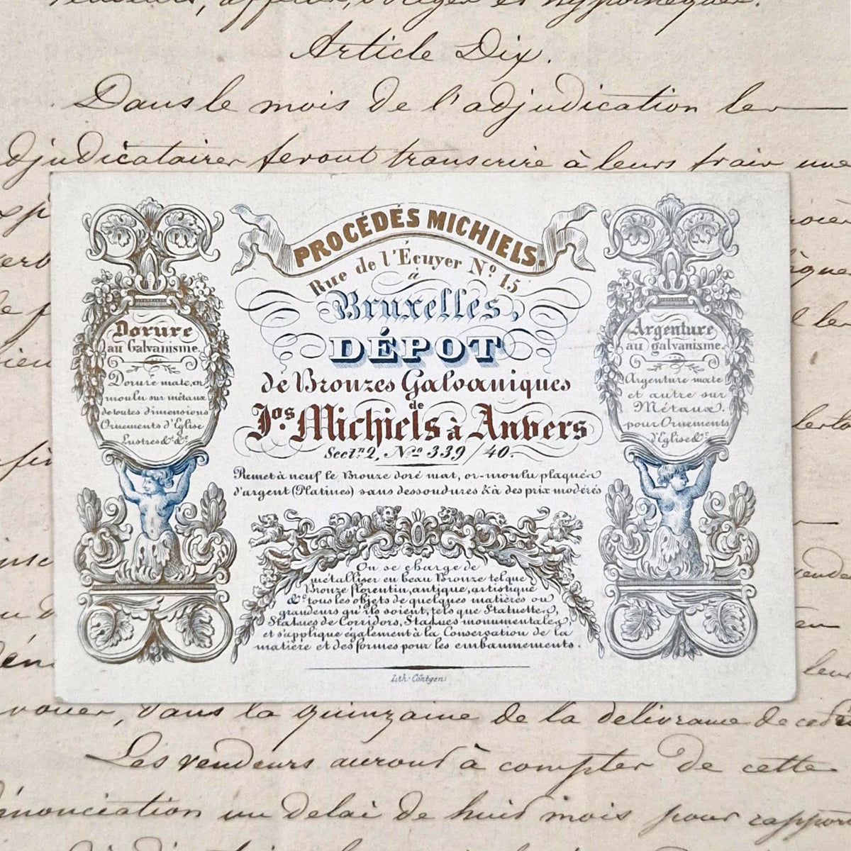 Superbe carte porcelaine « Dépôt des Bronzes Galvaniques »