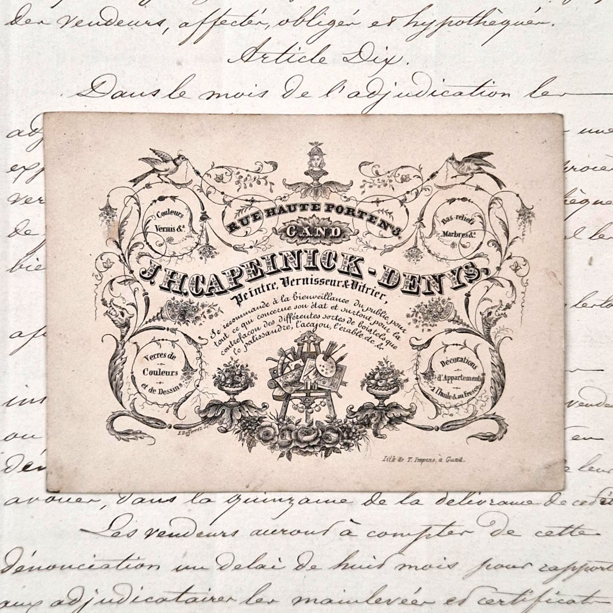 Ancienne carte porcelaine « Peintre - Vernisseur »