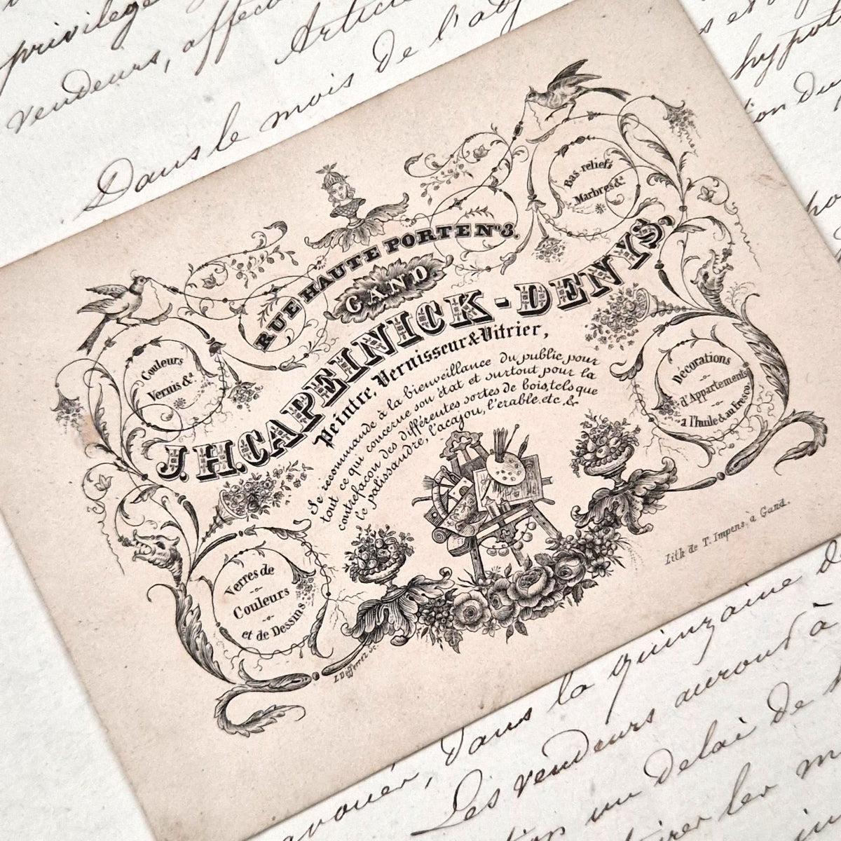 Ancienne carte porcelaine « Peintre - Vernisseur »