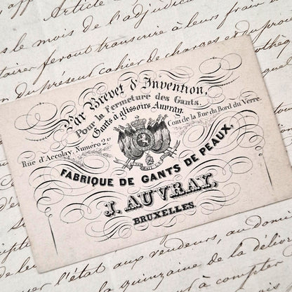 Ancienne carte de visite « Fabrique de gants de peaux »