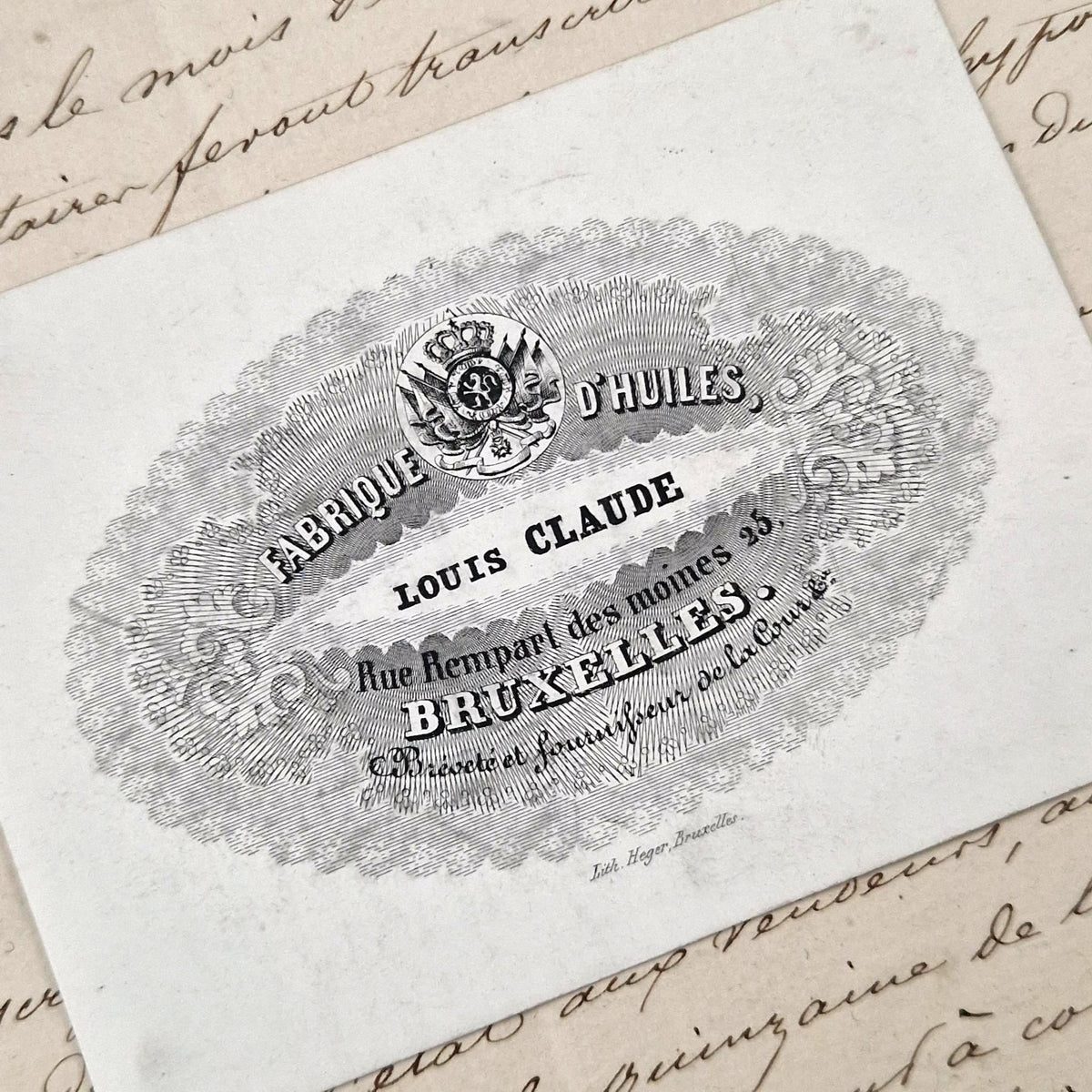 Ancienne carte porcelaine « Fabrique d’huiles Louis Claude »