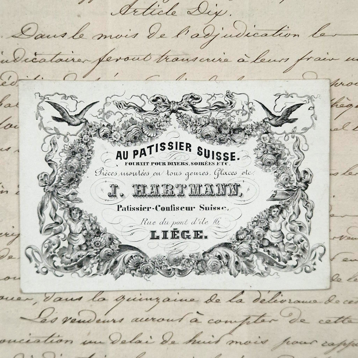 Ancienne carte de visite « Au Pâtissier Suisse » - XIXe