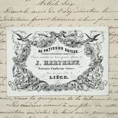 Ancienne carte de visite « Au Pâtissier Suisse » - XIXe