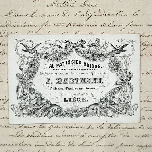 Old business card "Au Pâtissier Suisse" - 19th century