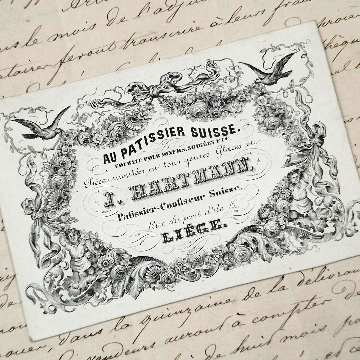 Ancienne carte de visite « Au Pâtissier Suisse » - XIXe