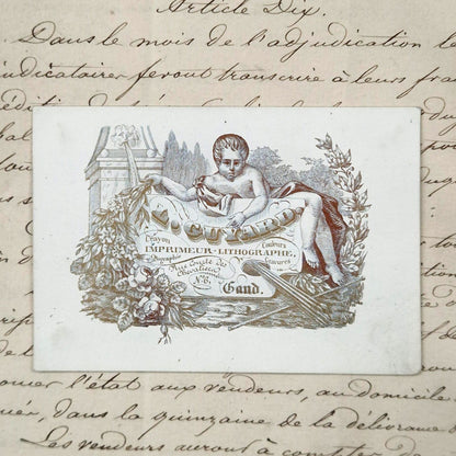 Carte publicitaire « Imprimeur-Lithographe » - Vers 1850