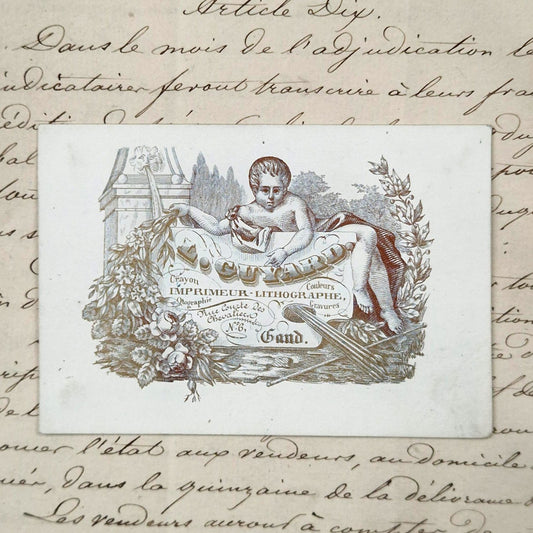 Advertising card "Printer-Lithographer" - Circa 1850