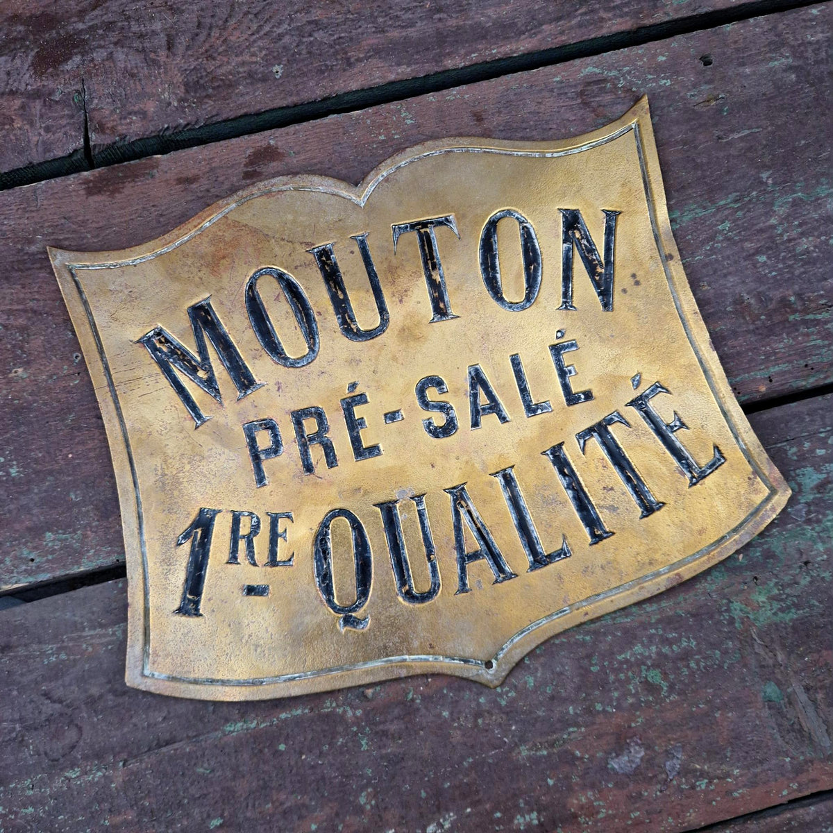 Enseigne de boucherie en laiton « Mouton Pré-Salé »