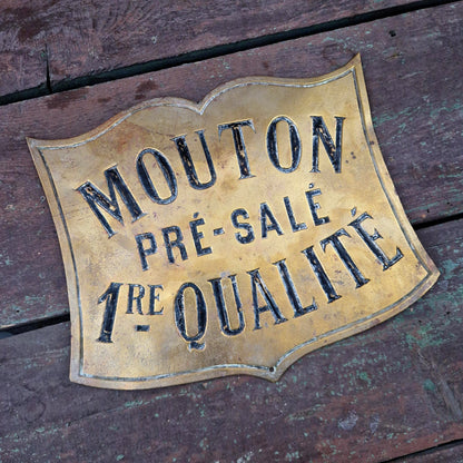 Enseigne de boucherie en laiton « Mouton Pré-Salé »