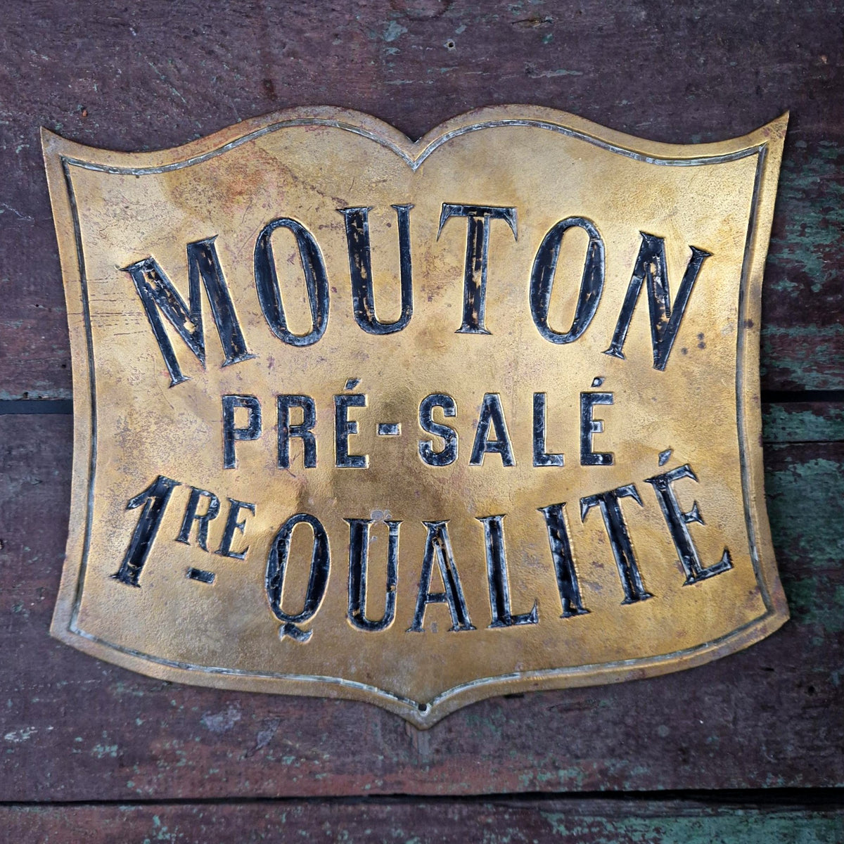 Enseigne de boucherie en laiton « Mouton Pré-Salé »