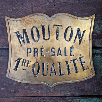 Enseigne de boucherie en laiton « Mouton Pré-Salé »