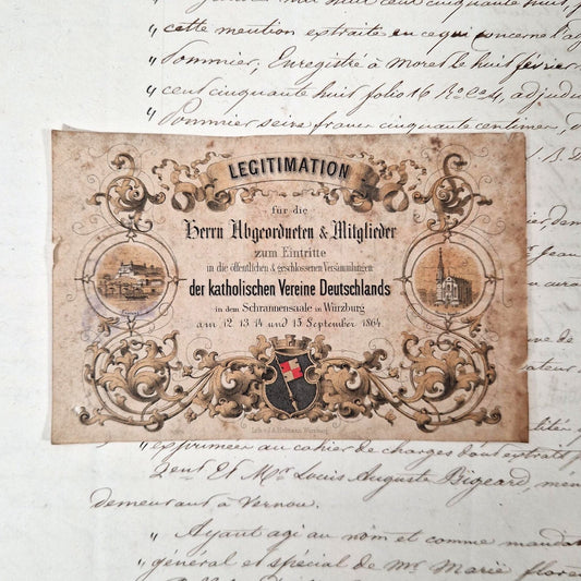 Old legitimation card - Germany, 1864