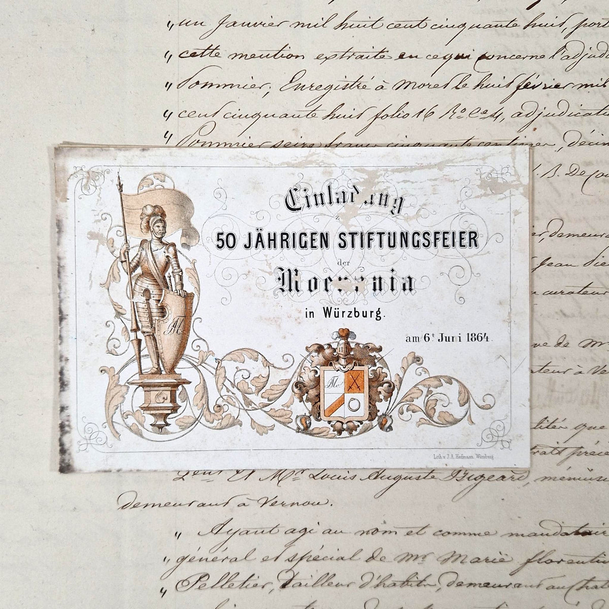 Ancienne invitation commémorative - 1864