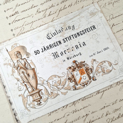 Ancienne invitation commémorative - 1864