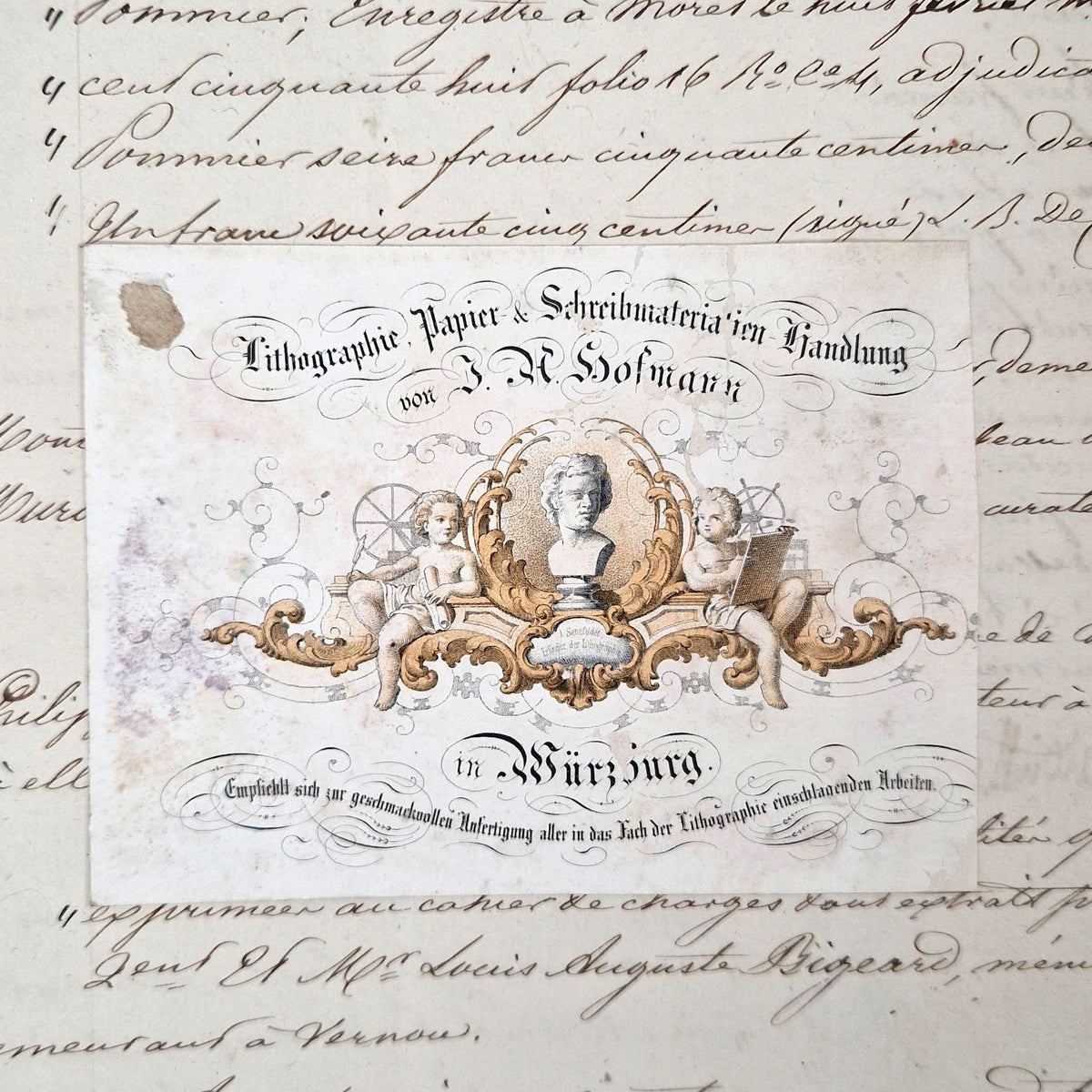 Carte publicitaire de lithographe « J. A. Hofmann » - Vers 1860