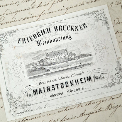 Ancienne carte publicitaire de négociant en vins - Vers 1860