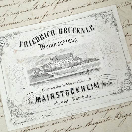 Old wine merchant's advertising card - Circa 1860