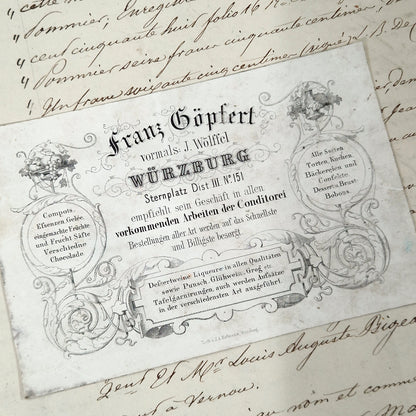 Ancienne carte publicitaire de confiseur - Vers 1860