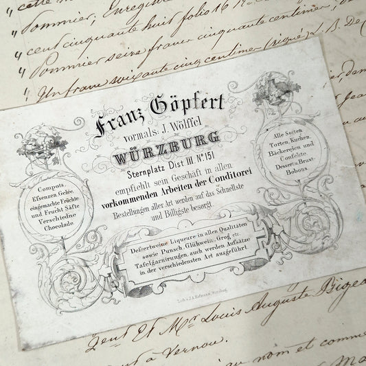 Old confectioner's advertising card - Circa 1860