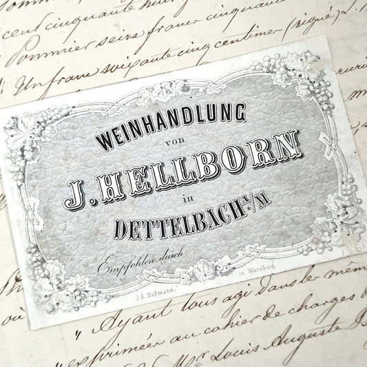 Old wine merchant advertising card – Circa 1860