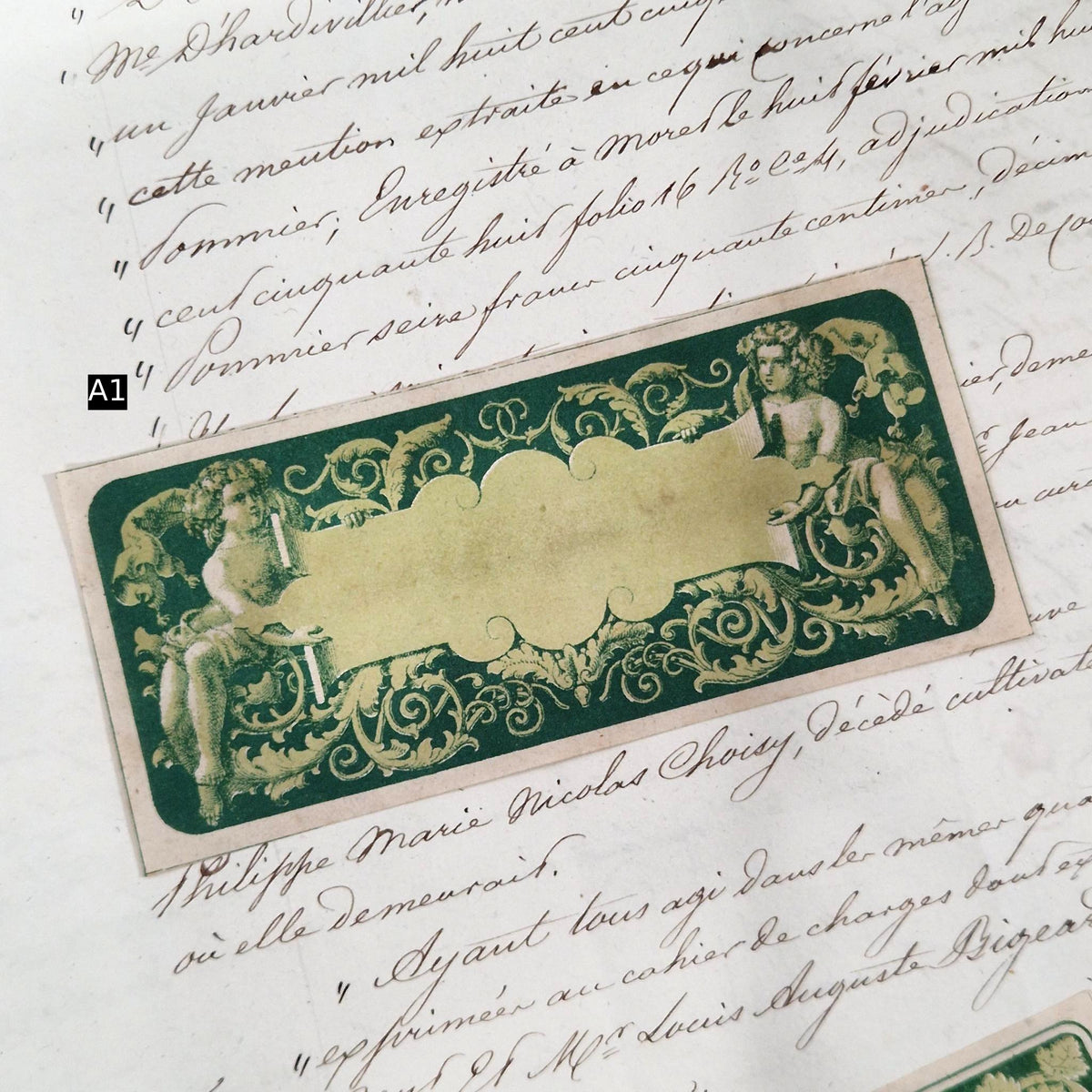 Anciens modèles d’étiquettes « Vert empire » - Vers 1860