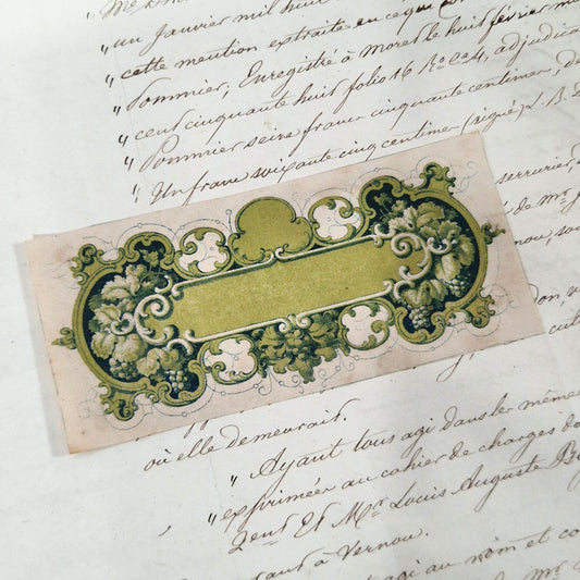 Label Template "Green Rocaille Cartouche" - 19th Century