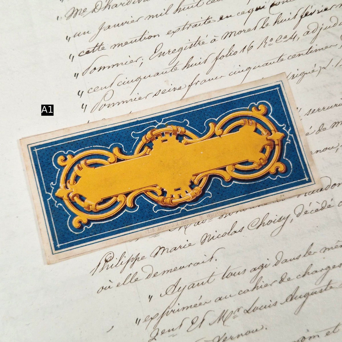 Anciens modèles d’étiquettes « Bleu royal et Or » - Vers 1860
