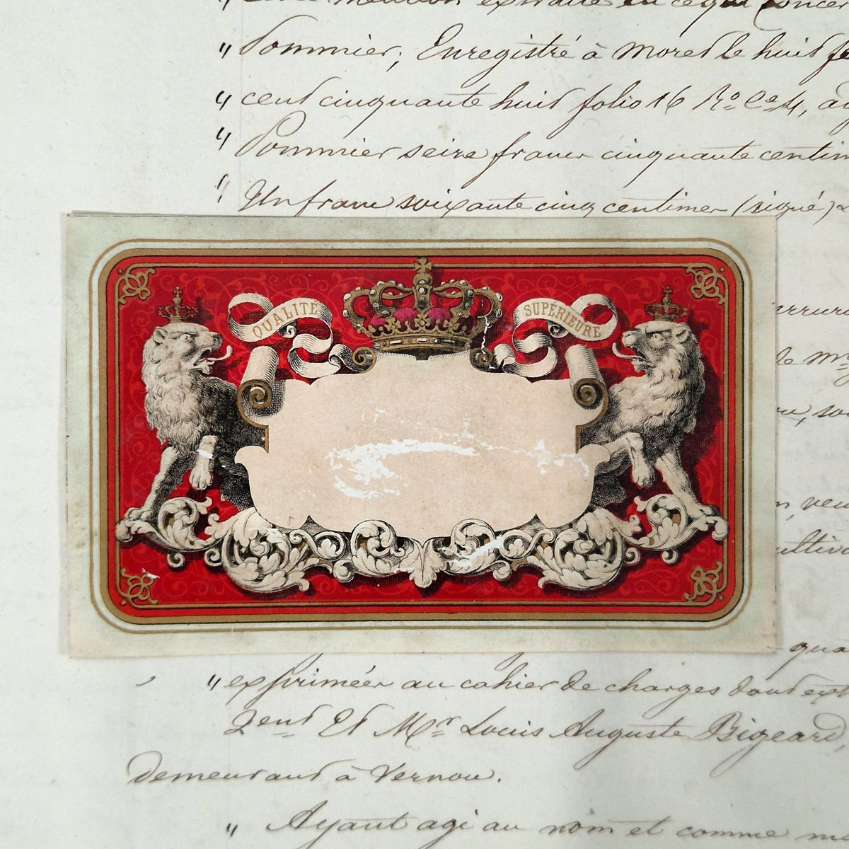 Ancien modèle d’étiquette « Qualité supérieure » - Vers 1860