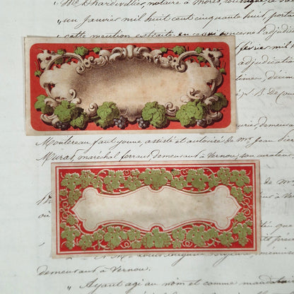 Anciens modèles d’étiquettes « Pampres rouges » - Vers 1860