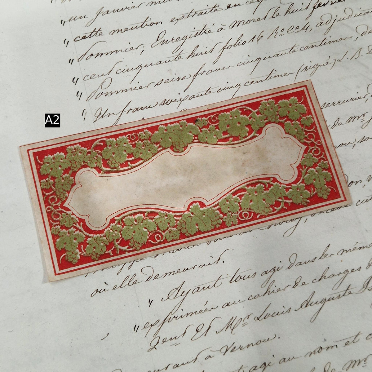 Anciens modèles d’étiquettes « Pampres rouges » - Vers 1860
