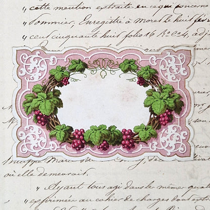 Modèle d’étiquette ancienne « Pampres lilas » - Vers 1860