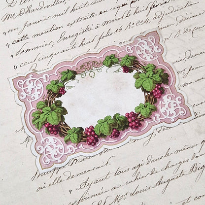 Modèle d’étiquette ancienne « Pampres lilas » - Vers 1860