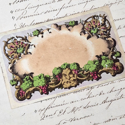 Modèle d’étiquette ancienne « Bacchus et pampres » - XIXe
