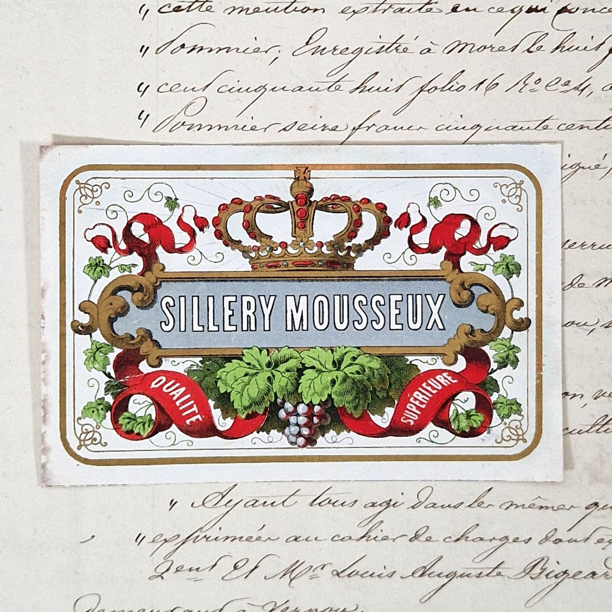 Étiquette de champagne « Sillery Mousseux » - XIXe