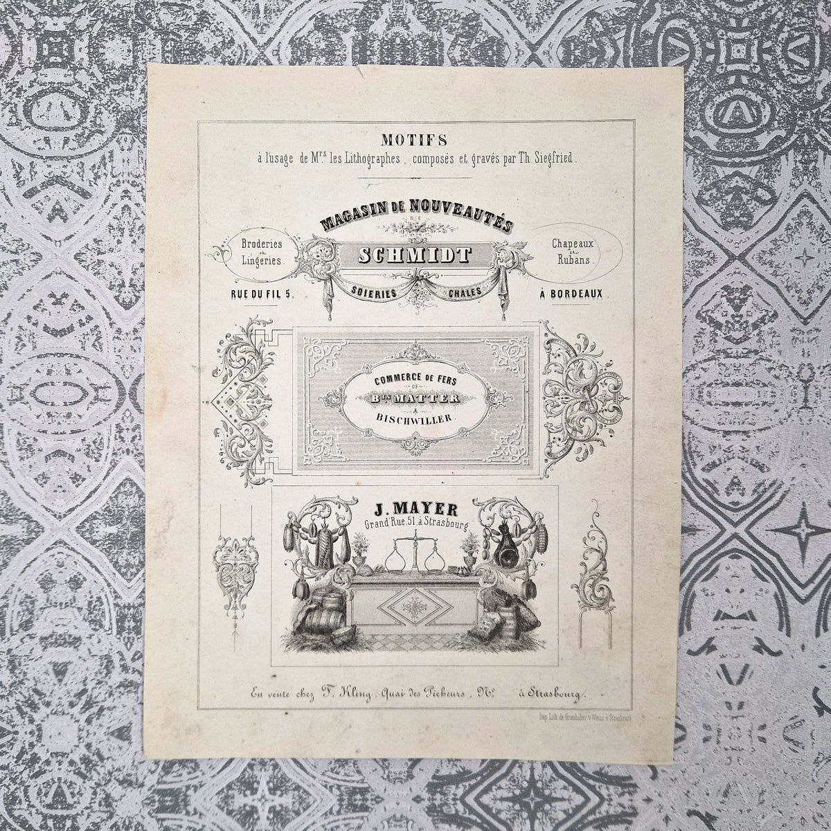 Planche de modèles pour lithographes - XIXe