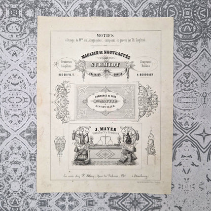 Planche de modèles pour lithographes - XIXe