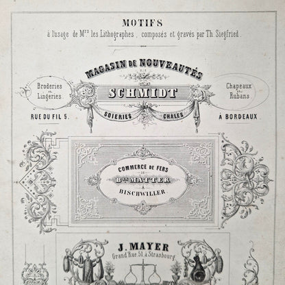 Planche de modèles pour lithographes - XIXe