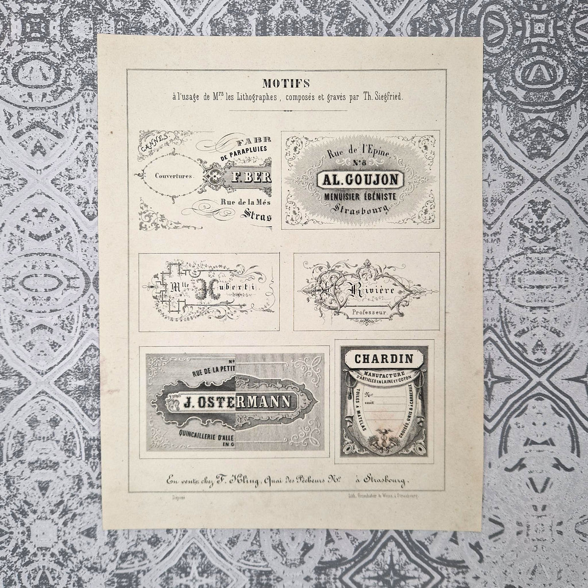 Modèles d'étiquettes pour lithographes - vers 1860